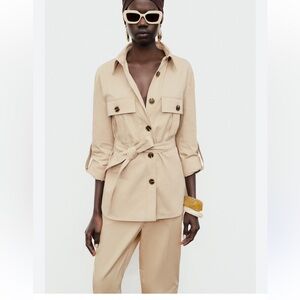 Zara Beige Button-Up Shirt